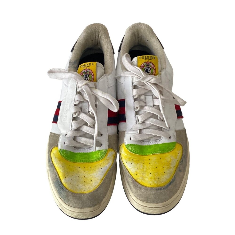 POLO RL Ralph Lauren Athletic Div White Yellow SNEAKERS Men 11.5